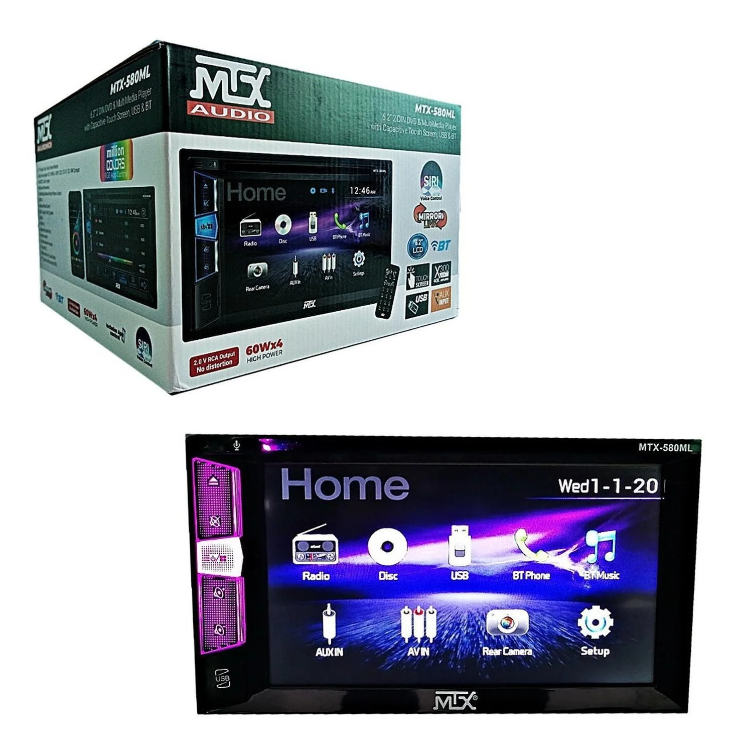 MTX-580ML - MTX ESTEREO 2 DIN 6.2 TOUCH DVD ML SIRI