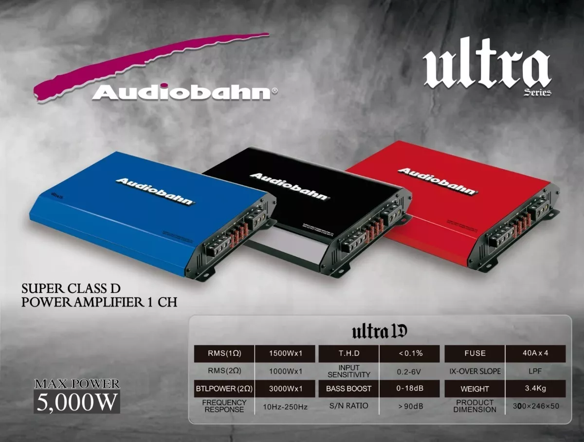 ULTRA1D - AUDIOBAHN AMPLIFICADOR 1 CANAL CLASE D 5000W MAX