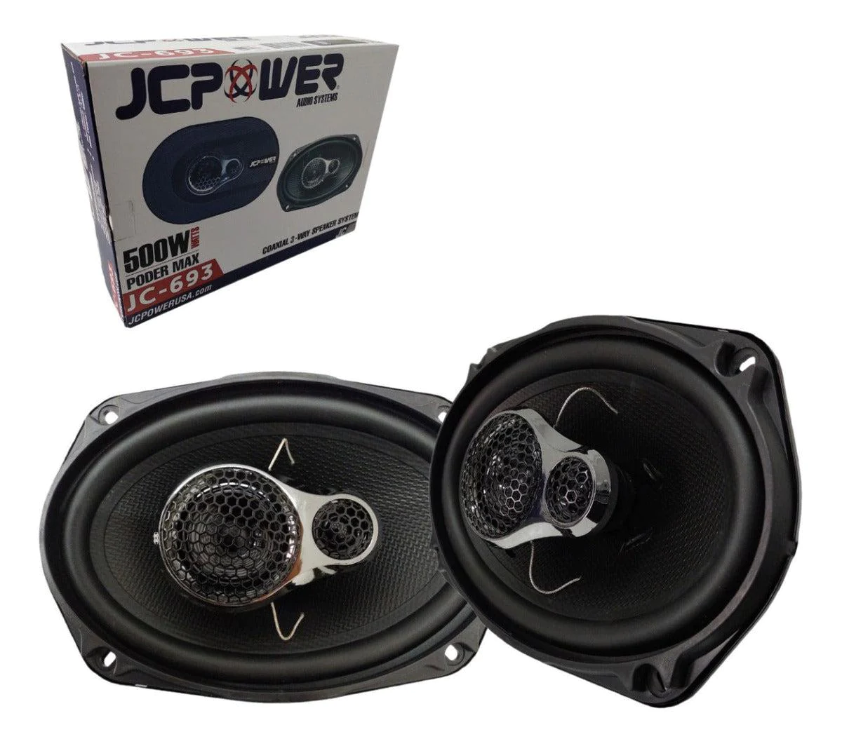 JC-693 - JC POWER PAR DE BOCINAS DE 6X9" 3 VÍAS 50W RMS 500W MAX 4 OHMS DUAL