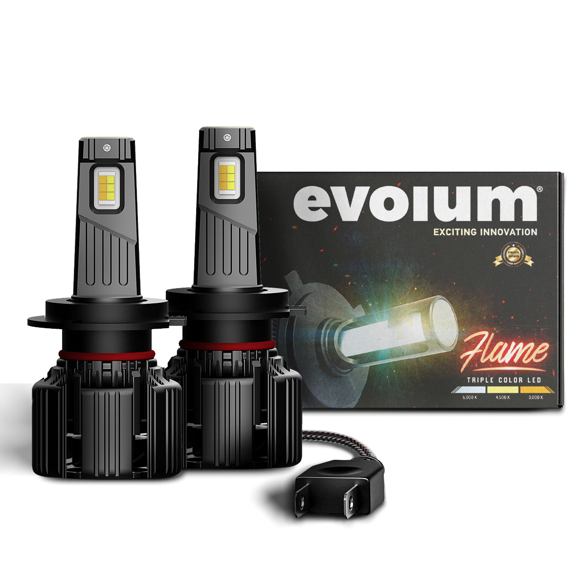 V3H7 - EVOLUM LED H7 FLAME 14000 LM 3 TONOS CHIP CSP CANBUS