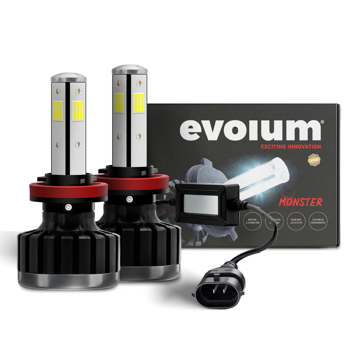 M4H11 - EVOLUM LED H11 MONSTER 12500 LM 6500K CHIP COB CANBUS