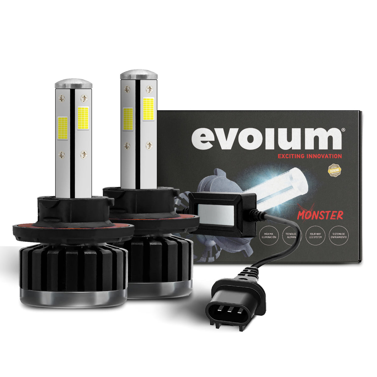 M4H13 - EVOLUM LED H13 MONSTER 12500 LM 6500K CHIP COB CANBUS