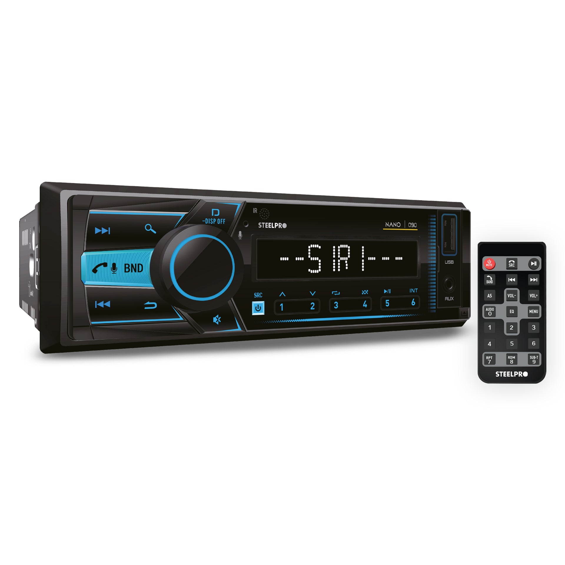NANO-090 - STEELPRO ESTEREO 1 DIN SIRI GOOGLE VOICE BLUETOOTH USB AUX