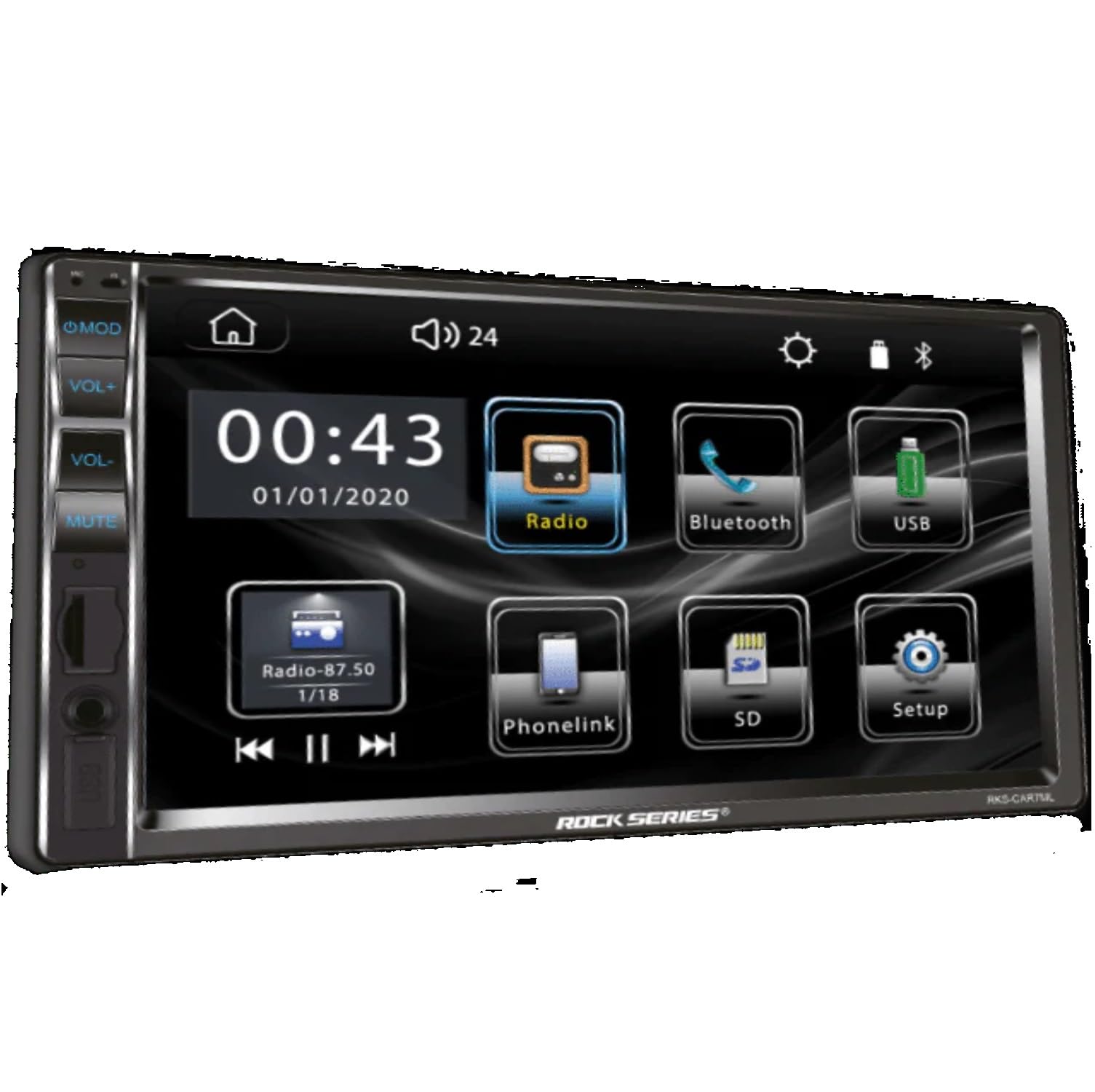 RKS-CAR7ML - ROCK SERIES ESTEREO 2 DIN MIRROR LINK BTS USB CON CAMARA DE REVERSA