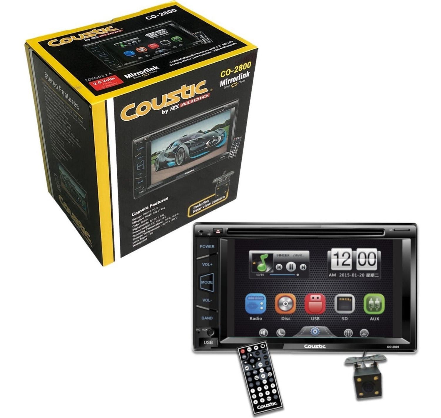 CO-2800 - COUSTIC PANTALLA 6.2" INCLUYE CAMARA MIRROR LINK CD BLUETOOTH USB