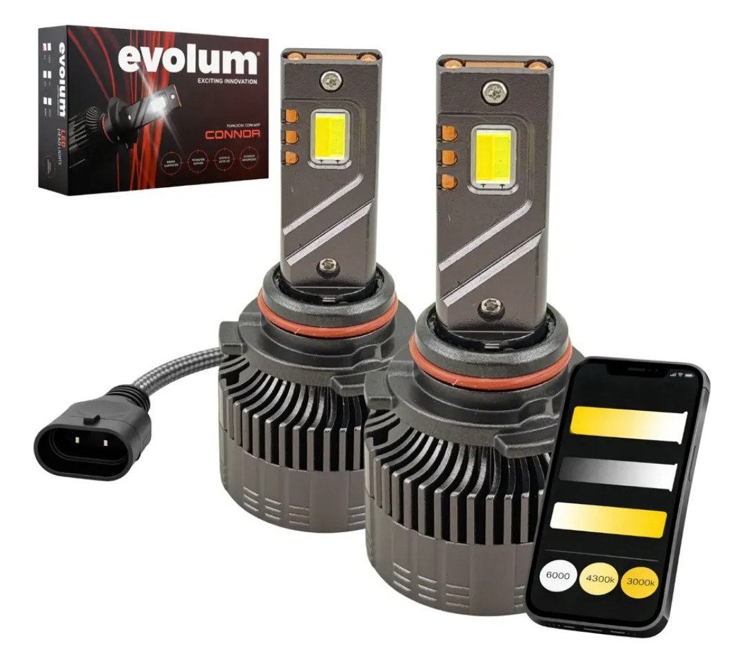 CONNOR 9006 - EVOLUM LED 9006 CONNOR 55,000LM CON APP PARA AJUSTAR COLOR Y BRILLO